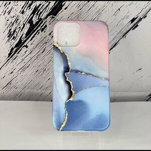 Marble Look iPhone Case-12 Pro Max, Blue & Pink
